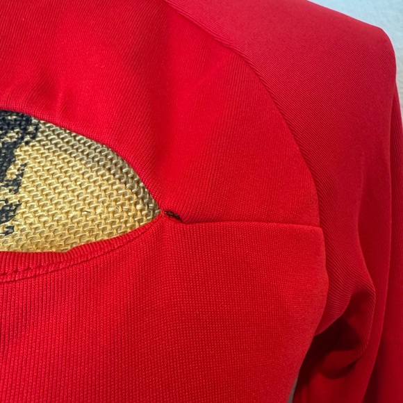 Vintage 1990s Hugo Buscati collection red long sleeve gown cutout XS - Picture 4 of 5